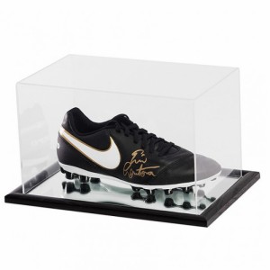 Expositor de sabates de futbol acrílic transparent personalitzat i funcional