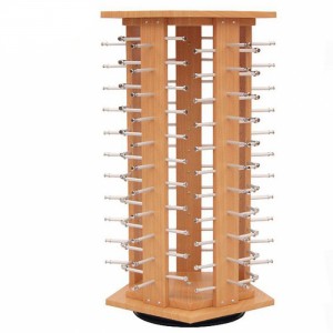 មុខងារ Countertop Wooden Customized Rotating Sunglass Display Stand
