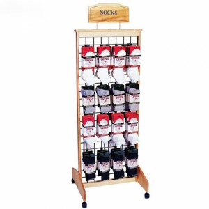 Fungsional Movable Customized Floor Kayu Socks Display Stand