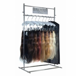 Consiga el soporte de exhibición de las extensiones del pelo del metal de la encimera de la atención en tiendas