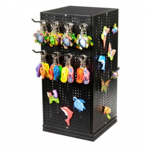 Gifts Shop Hlau Counter Sab saum toj Zaub Rotating 4-Sided Keychain Stand