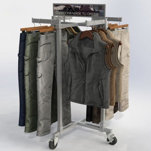 Серые передвижные изготовленные на заказ стеллажи для выставки товаров одежды розничного магазина металла для продажи