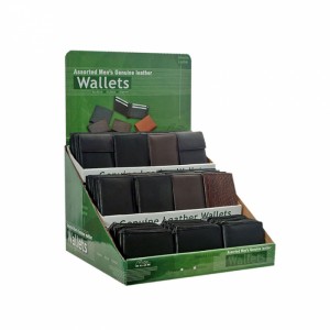 Leather Bag Retail Display အရောင်းမြှင့်တင်ရေး Solid Wood Wallet Display Stand