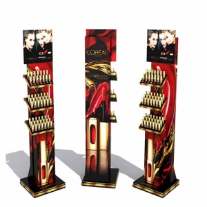 Présentoir de rouge à lèvres acrylique autoportant personnalisé de salle d'exposition de conception d'affichage de magasin de détail de rouge à lèvres