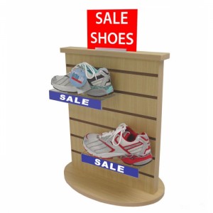 Merchandising-Display aus Holz und Acryl für Schuhe, Regale für Einzelhandelsgeschäfte