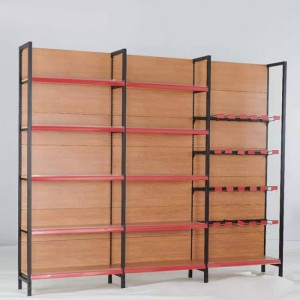 Duorsume ferdjipping oanpaste 5-lagen display planken Brown Wood Store Fixtures
