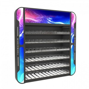 Xkaffar attraenti tal-Gondola tat-Tabakk tal-Metall Blu Counter-Top