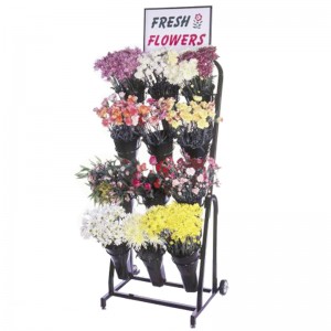 Équipement de magasin de fleurs d'affichage de marchandisage à 4 couches de plancher en fil métallique