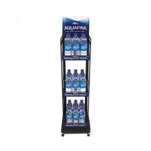 Movable 3-Tiers Black Metal Bottled Water Display Shelf