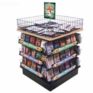 विश्वसनीय फ्री स्टँडिंग सुपरमार्केट सीडी डीव्हीडी मॅगझिन डिस्प्ले शेल्फ् 'चे अव रुप