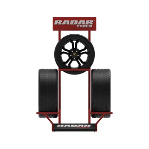 မော်တော်ကားအရောင်းဆိုင် 3 တာယာ စိတ်ကြိုက် ကား Rim Wheel Display Racks Floorstanding