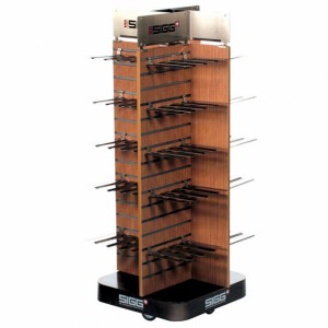 Rotatable Brown Wood Slatwall Accessories System Wholesale Display Stand