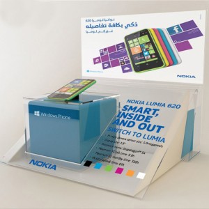 Kuvutia Customized Acrylic Blue Counter Juu Mkono Simu Display Rack