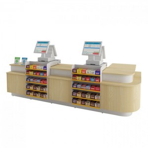 Premium Floor Brown Wood Store Counter Checkout Shopping