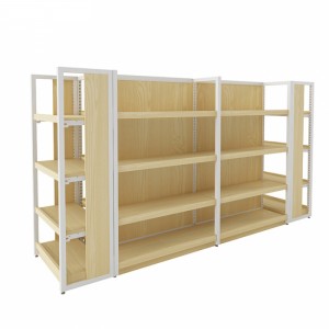 Functional na Malaking 4-Side Brown Wood Retail Store Display Fixtures
