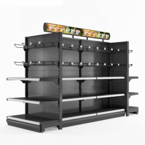 Functional nga 4-Side Metal Wood Convenience Store Gondola Shelves