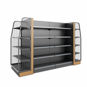 Functional 4-Side Metal Wood Convenience Store Gondola Shelves