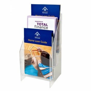 Tabletop Clear Acryl 3-tiered Brochure Display Holder