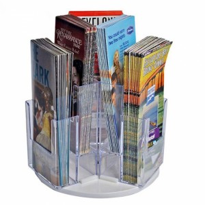 Stołowy, przezroczysty, akrylowy, 3-poziomowy stojak na broszury