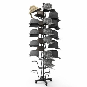 Natatanging Red Metal Floor Customized Commercial Hat Stand Display Racks