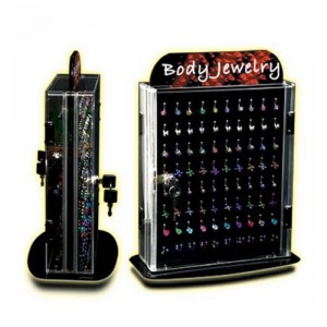 Wood Acryl Body Piercing Jewelry Necklace Rotating Earring Display Stand