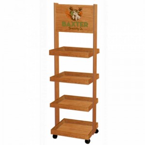 Wood Store Gondola POP Merchanding Movable 4-Layer Display Stands