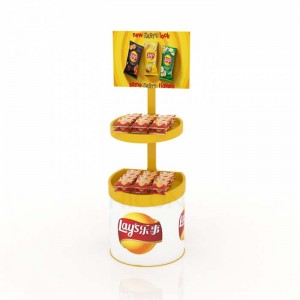 Yellow Metal Potato Chips Display Stand For Food Service Wholesale