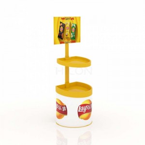Yellow Metal Potato Chips Display Stand For Food Service Wholesale