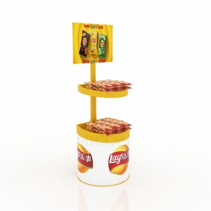 Soporte de exhibición de patatas fritas de metal amarillo para venta al por mayor de servicios de alimentación