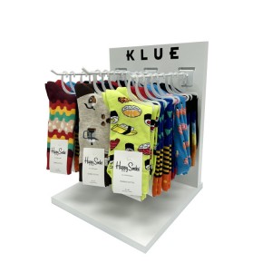 Countertop Houten Retail Sock Display Stand Mei 3 Pegs Foar Merchandising