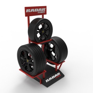 ហាងលក់រថយន្ត 3-tire Custom Car Rim Wheel Display Racks Floorstanding
