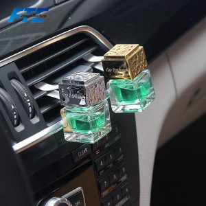 wholesale 8ml square empty glass car scent diffuser freshener perfume bottle with vent clip