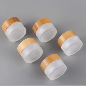 Fancy 20G Glass For Body With Wooden Cap Frosted Cream Jars