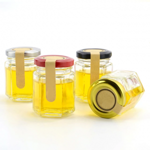 Food Grade Hexagon shaped Glass Jar Transparent Glass Honey Jar