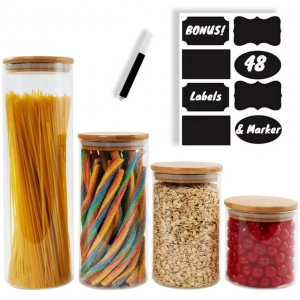 Hot sell borosilicate kitchen food storage glass jar with wooden lid