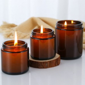 Customized label Empty Glass Candle Jars with Metal Lids