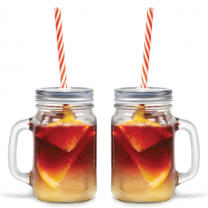 Drinking Clear Glass Mason Jar Mugs with Lid and Straw