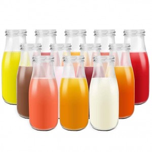 Wholesale 200ml 250ml 500ml 1000ml glass milk bottle with metal lid