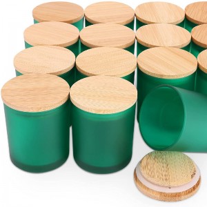 luxury wide mouth cylinder green glass candle jars with lid