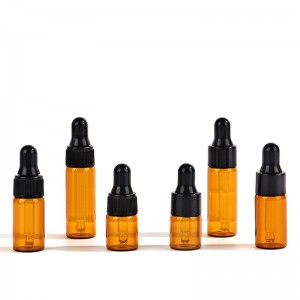 Brown Color Bottles With Dropper Empty Tiny Glass Amber Vials