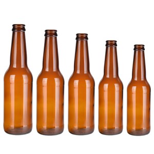 Custom beer bottle 330ml flint amber cobalt blue glass bottle with crown cap