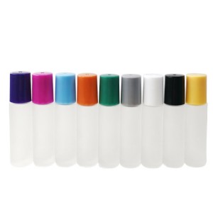 10ML Frosted Roller Glass Bottle With Custom Colourful Cap