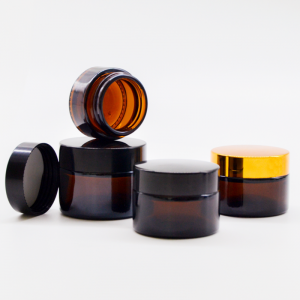 Amber Color Glass Face Cream Jar With Cap