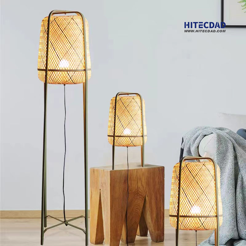 Decoratieve handgemaakte bamboe geweven tafellamp vloerlamp