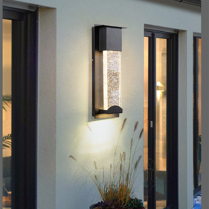 HITECDAD LED mehurčkasta stenska svetilka Moderna zunanja notranja stenska svetilka v mat črni barvi s steklom Essence Bubble Glass