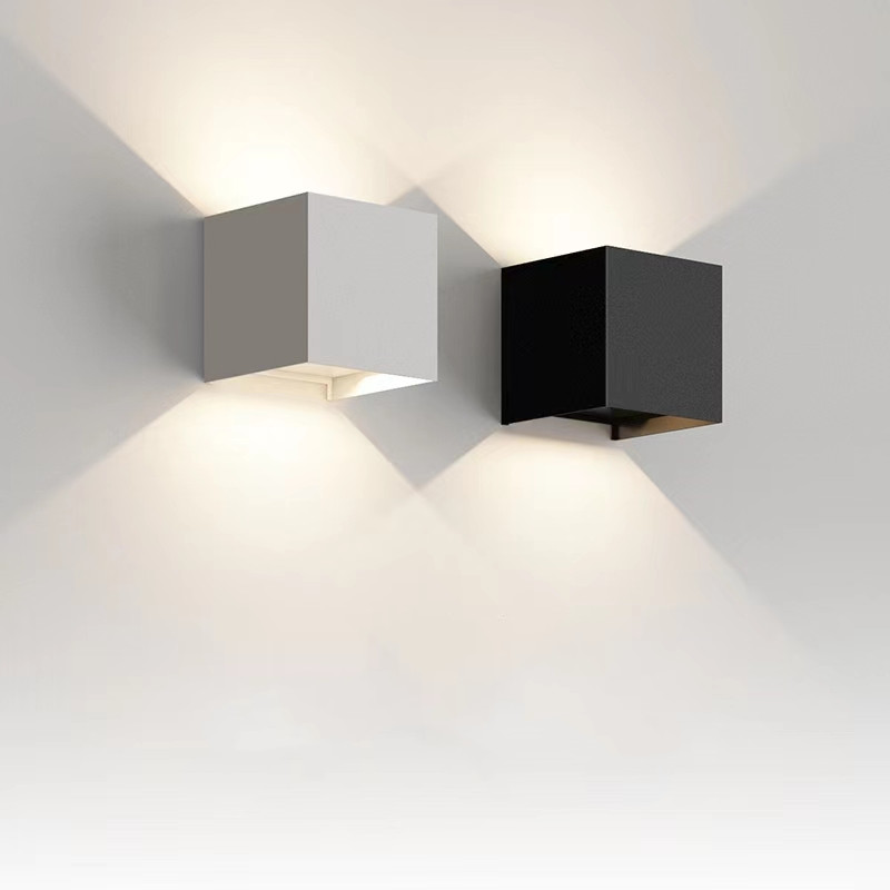 HITECDAD LED aluminijasta stenska svetilka IP65 Vodotesna črna moderna modna kvadratna stenska svetilka