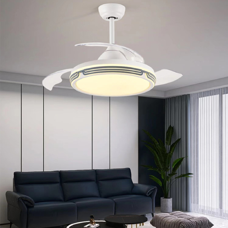 HITECDAD 42” Zbukurim Dritë ventilatori shtëpie mbulesë metalike ventilator tavani abazhur akrilik me dritë LED