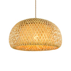 Hitecdad 2-Layer Bamboo Woven Naturmaterial Pendant Light