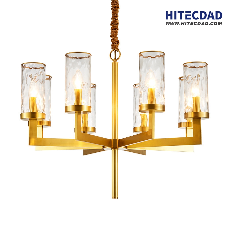 Postmoderna ameriška minimalistična ustvarjalna medeninasta viseča svetilka z vodnim valovanjem