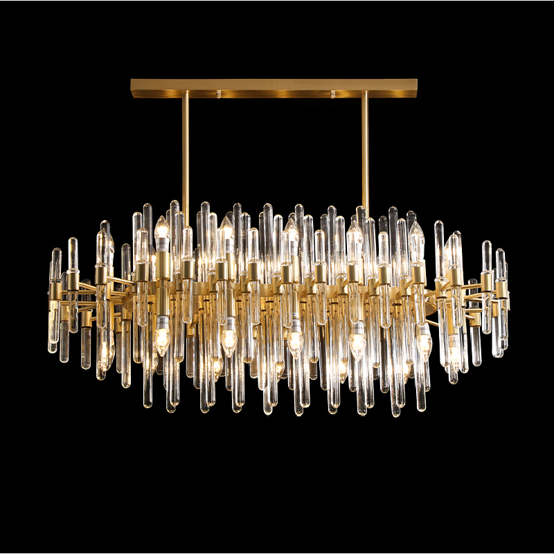 HITECDAD modern american all copper crystal chandelier para sa dining room luxury gold luster art hanging lamp